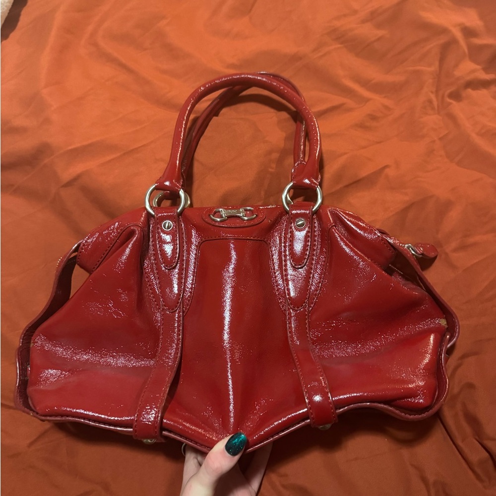 Michael Kors red leather handbag